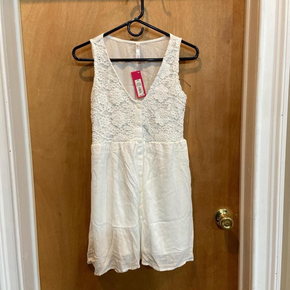 White Lace Button-Down Dress